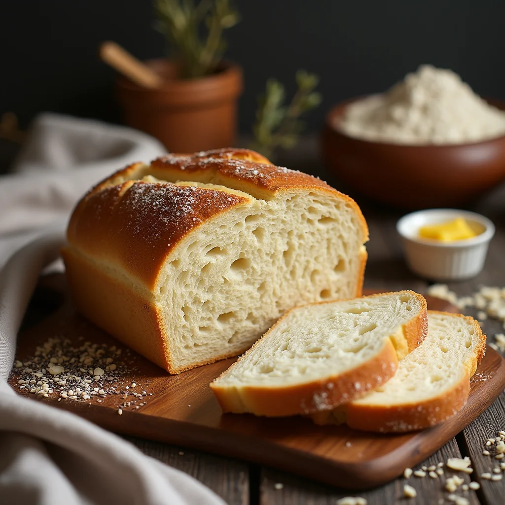 "Person enjoying a slice of freshly baked gluten-free bread with butter"