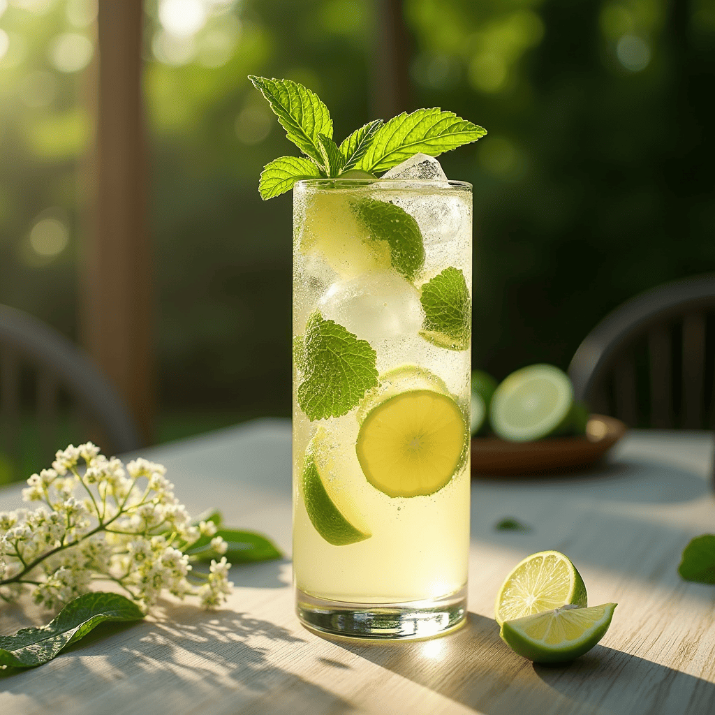 "Refreshing Hugo Spritz Recipe with Mint and Lime Garnish"