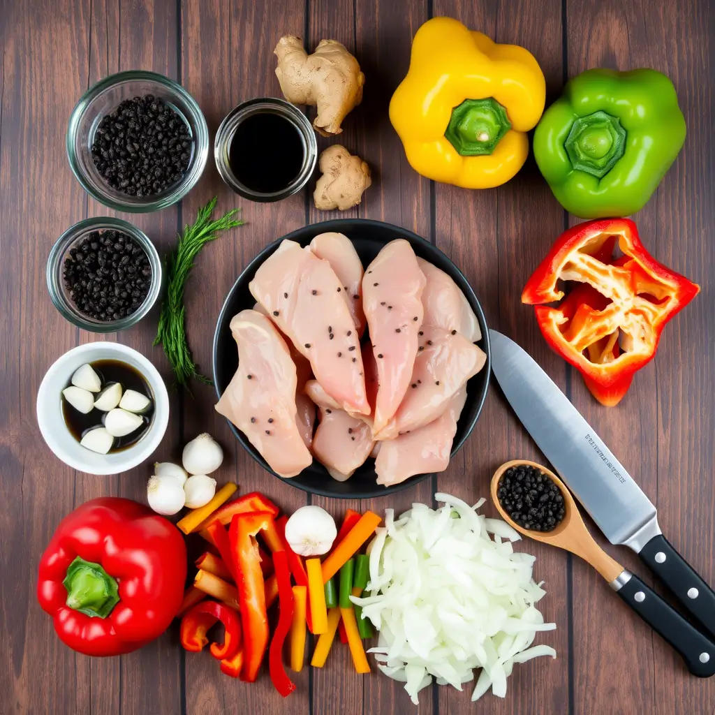 Fresh Ingredients for Black Pepper Chicken Recipe