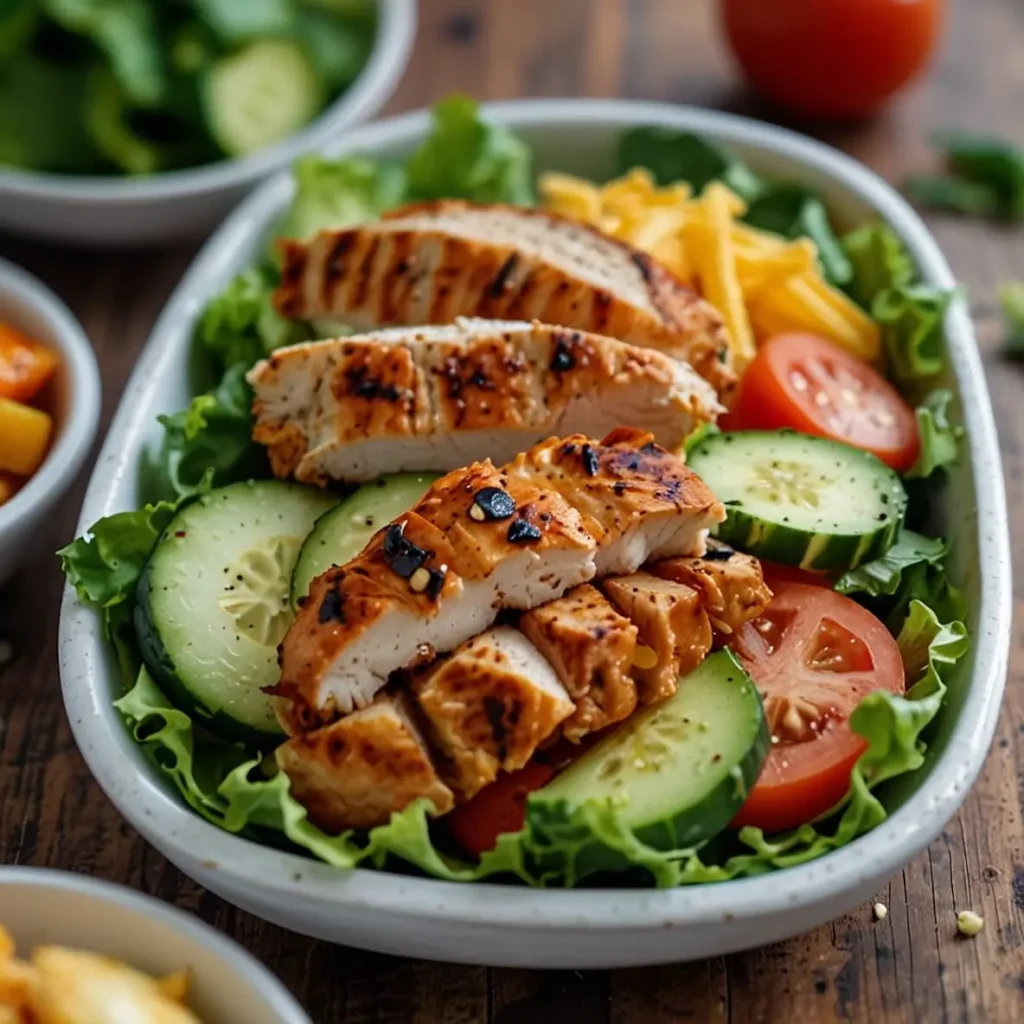 Fresh Burger King Grilled Chicken Salad with vegetables and balsamic vinaigrette dressing