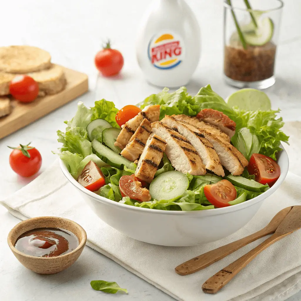 Fresh Burger King Grilled Chicken Salad with vegetables and balsamic vinaigrette dressing