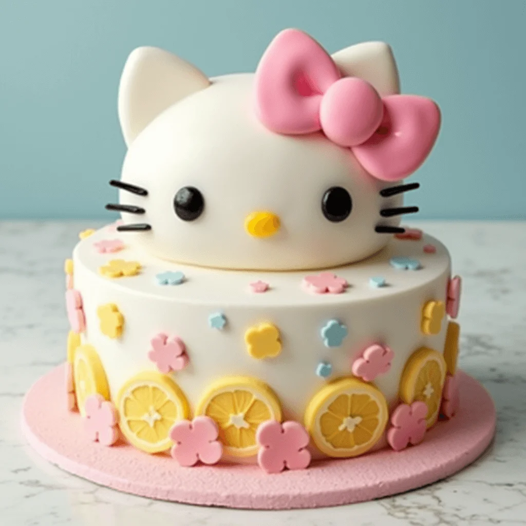 Hello Kitty Cake - Adorable Cake Design with Pink Bow"
