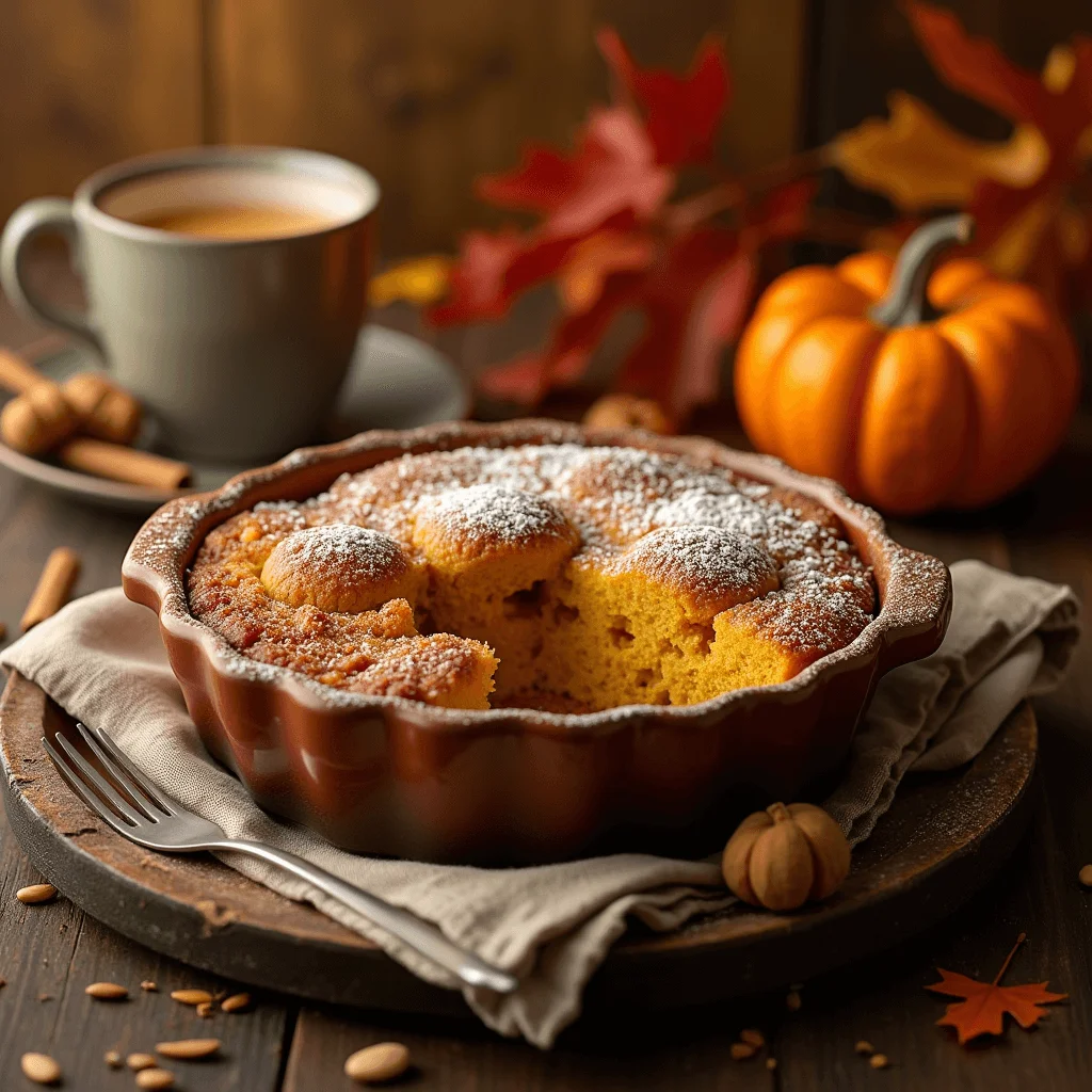 Delicious pumpkin dump cake with a golden topping and creamy pumpkin filling, perfect for fall