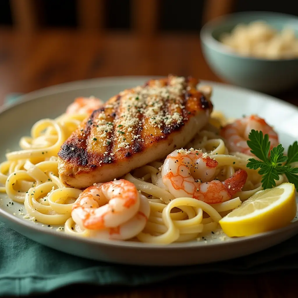 Chicken and Shrimp Alfredo