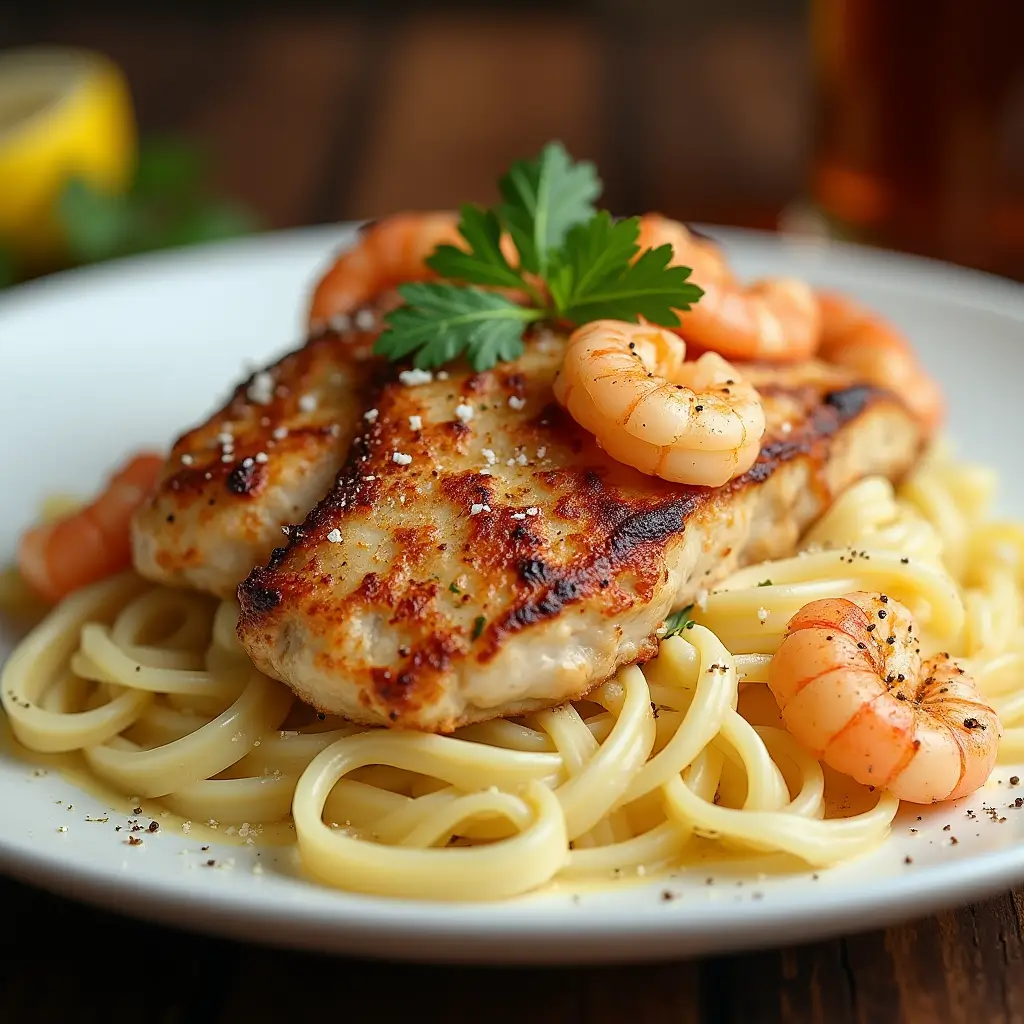 Chicken and Shrimp Alfredo