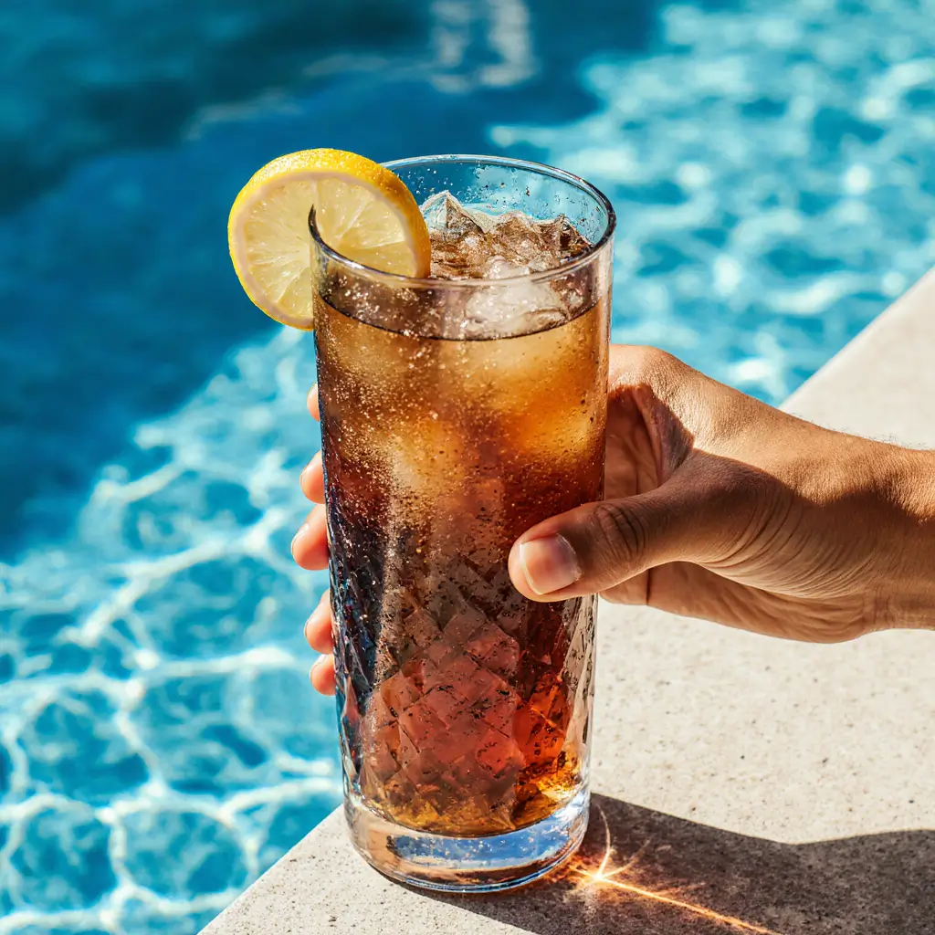 A beautiful pitcher of freshly made iced tea served in glasses on a sunny patio table, ready for sharing. This demonstrates the final result of the iced tea recipe.