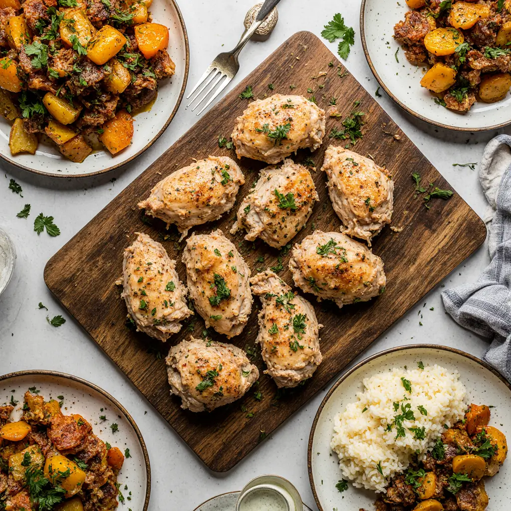 Crockpot chicken recipe step by step tutorial showing ingredient prep seasoning layering slow cooker cooking techniques for tender chicken"