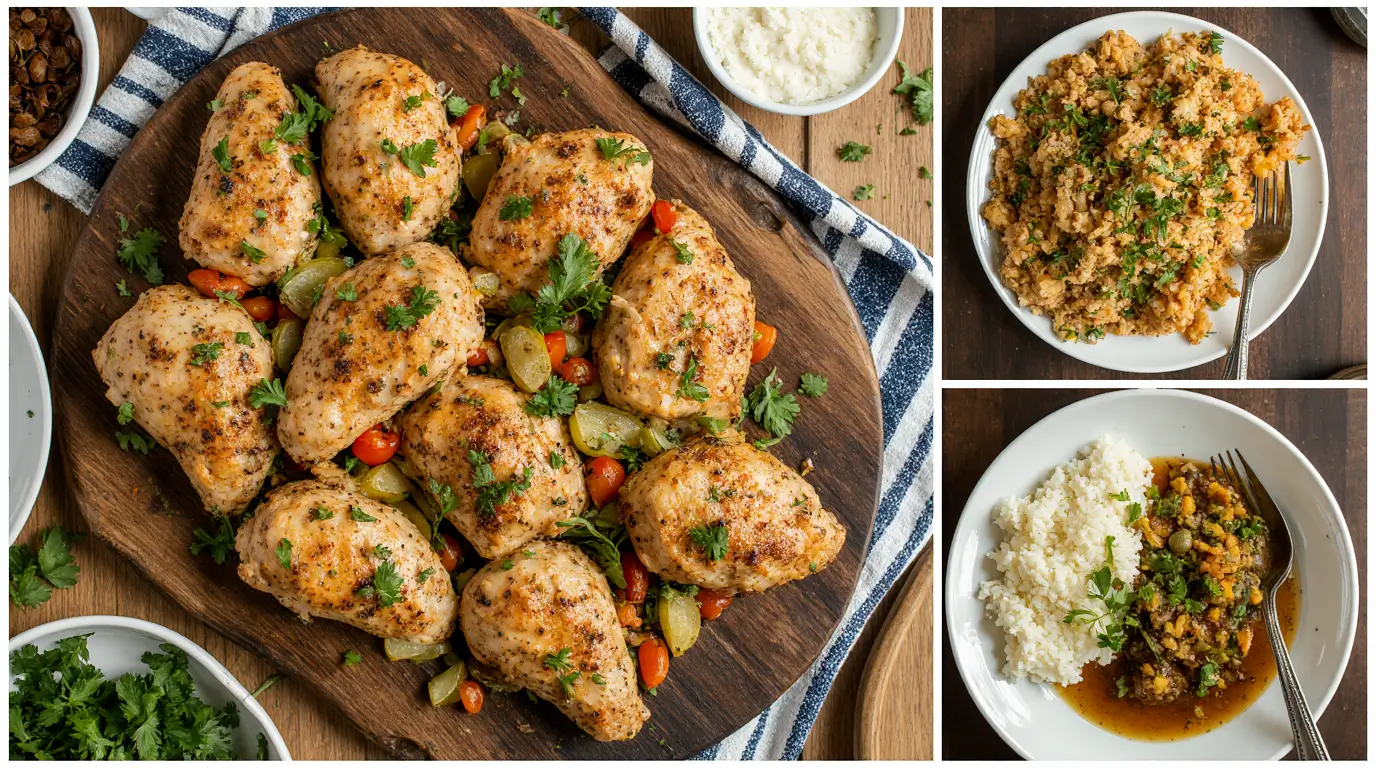 Crockpot chicken recipe step by step tutorial showing ingredient prep seasoning layering slow cooker cooking techniques for tender chicken"