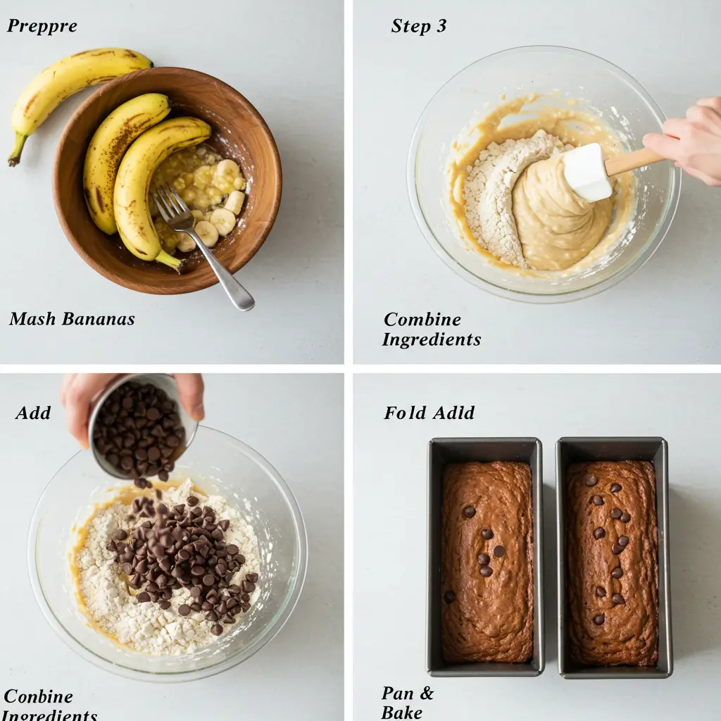 Freshly baked, moist chocolate chip banana bread with gooey chocolate chips