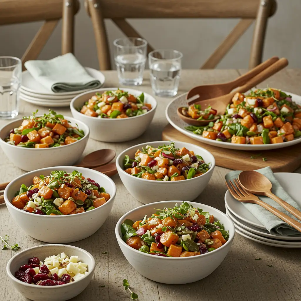 Sweet Potato Salad Recipe - Healthy Roasted Sweet Potato Salad with Kale and Pecans
