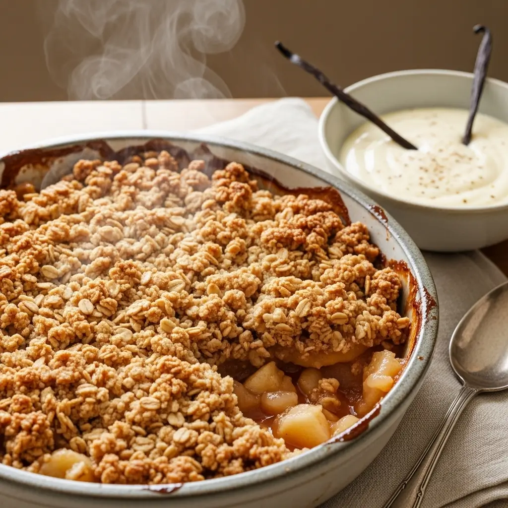 Warm Apple Crumble with Cinnamon and Nutmeg